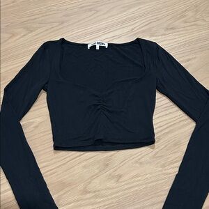 Joah Brown Long Sleeve Crop Top